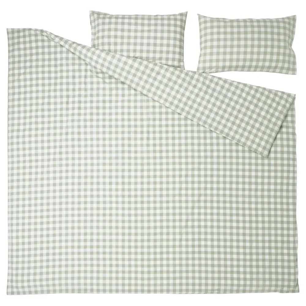 100% Cotton Green Checkered Duvet Set